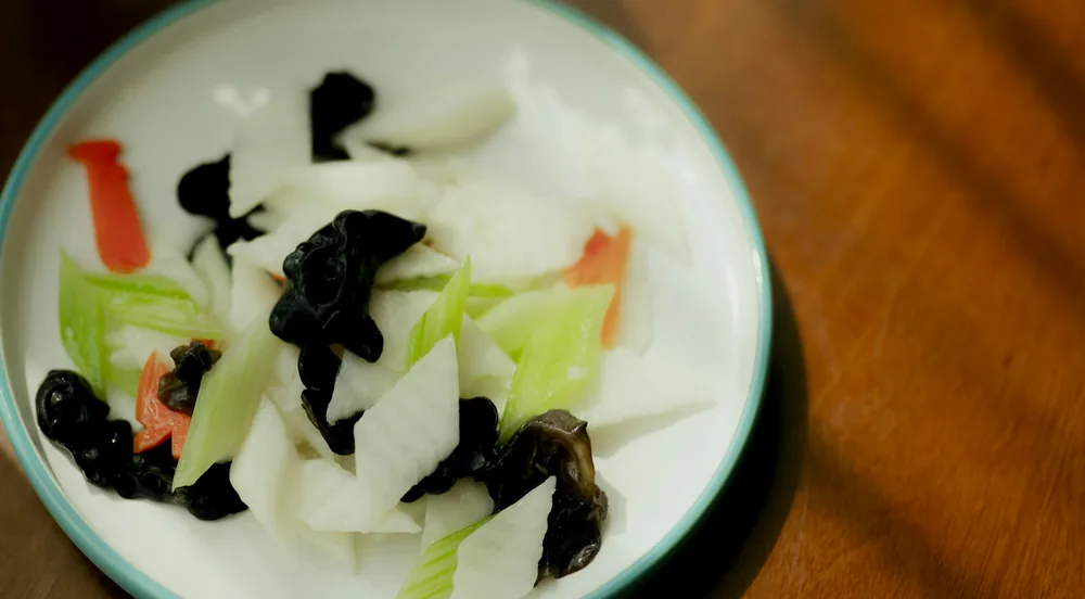 A bowl of mixed Chinese vegetables