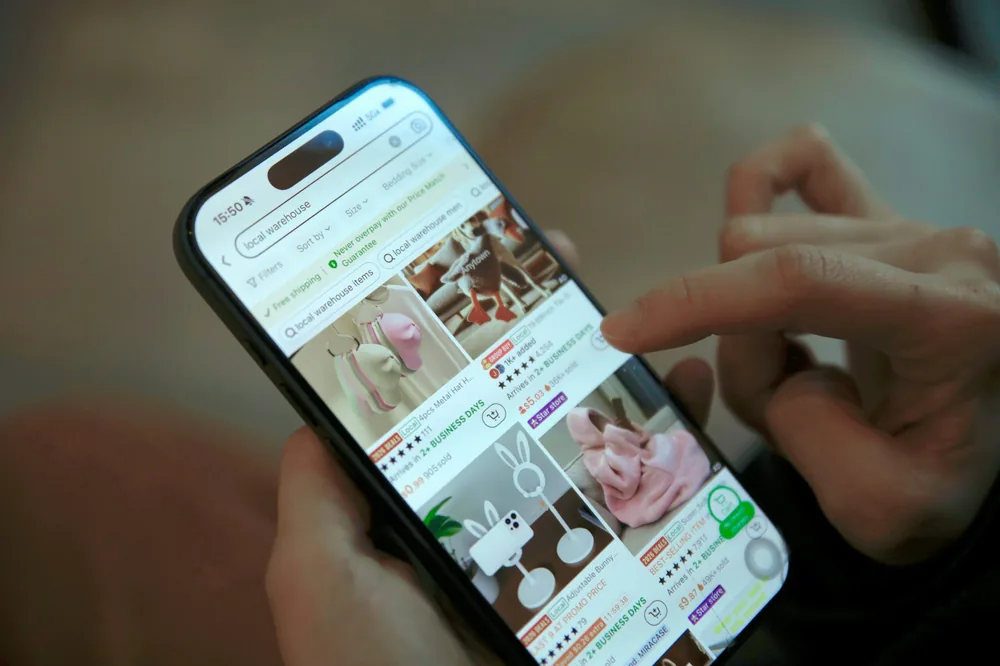 Browsing a food ordering app on a phone