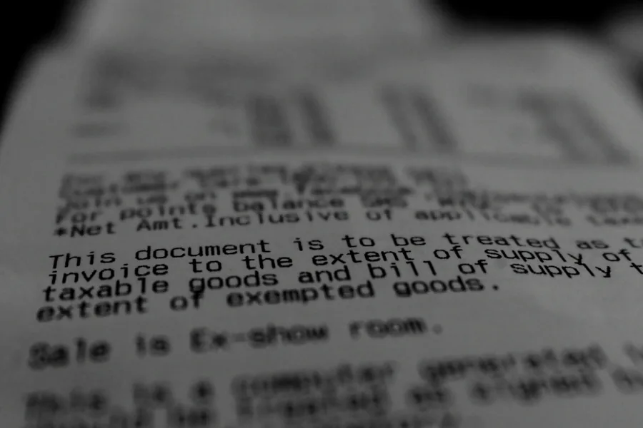 An itemised receipt held in a hand