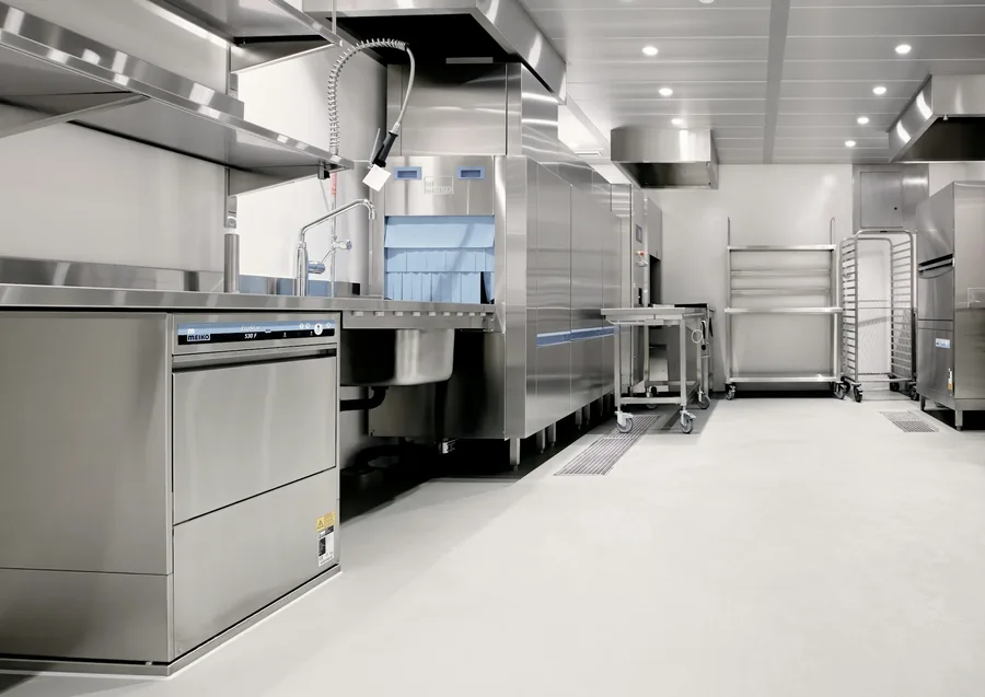 A cleaned commercial kitchen after service