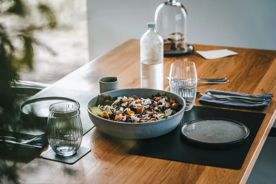 A takeaway meal served at a table at home
