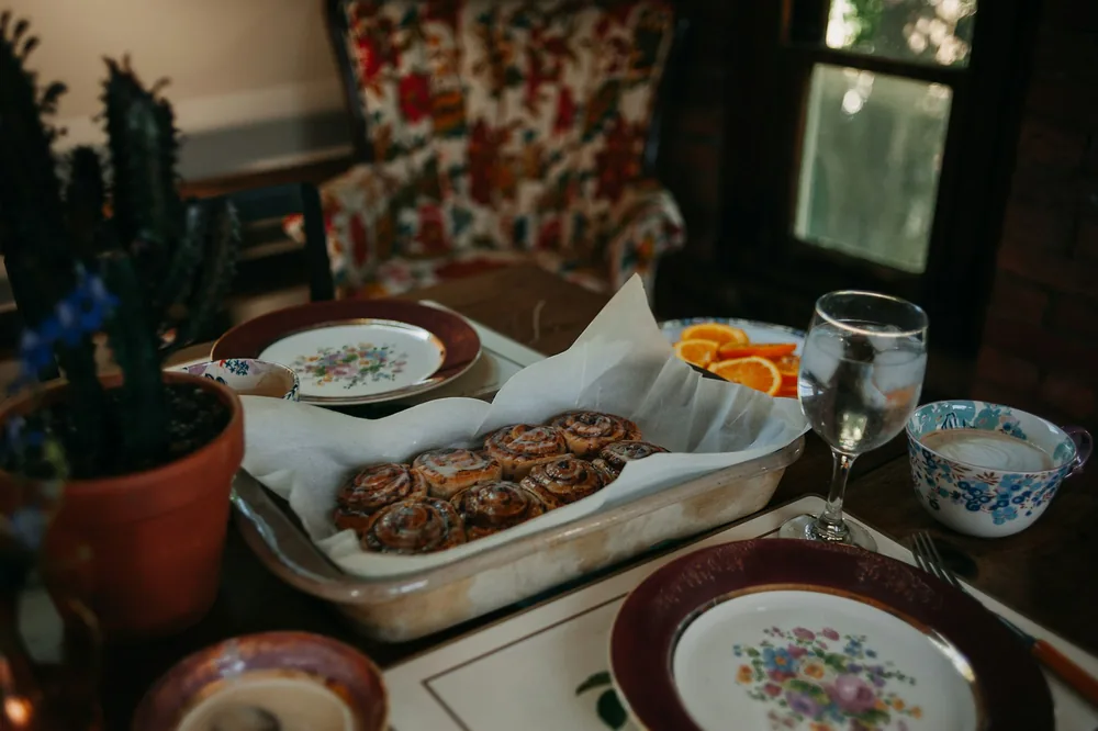 A meal set out on a table at home