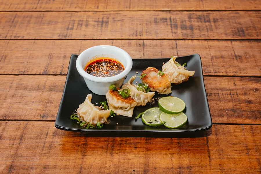 Crisp fried wontons served with a dipping sauce