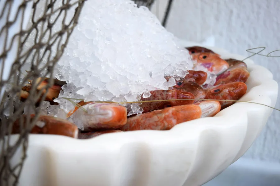 Raw shrimp prepared for cooking