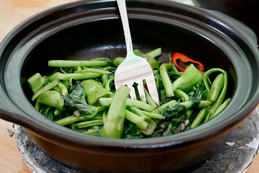 Cooked Chinese greens