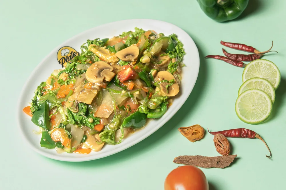 Mixed vegetables and tofu stir fried together