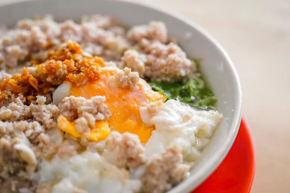 Pork fried rice served in a bowl