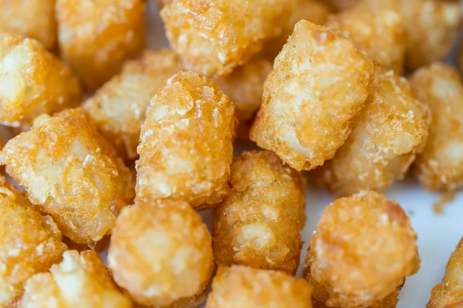 A close view of a crisp fried coating