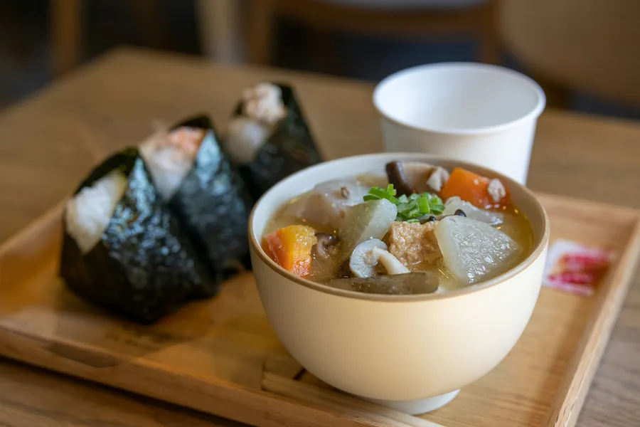Soup served alongside a starter