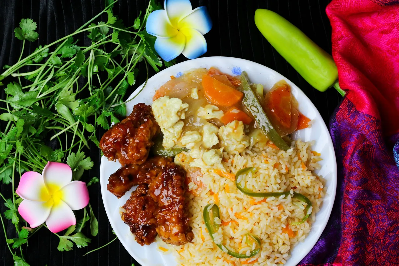 A sweet and sour dish with pineapple and peppers