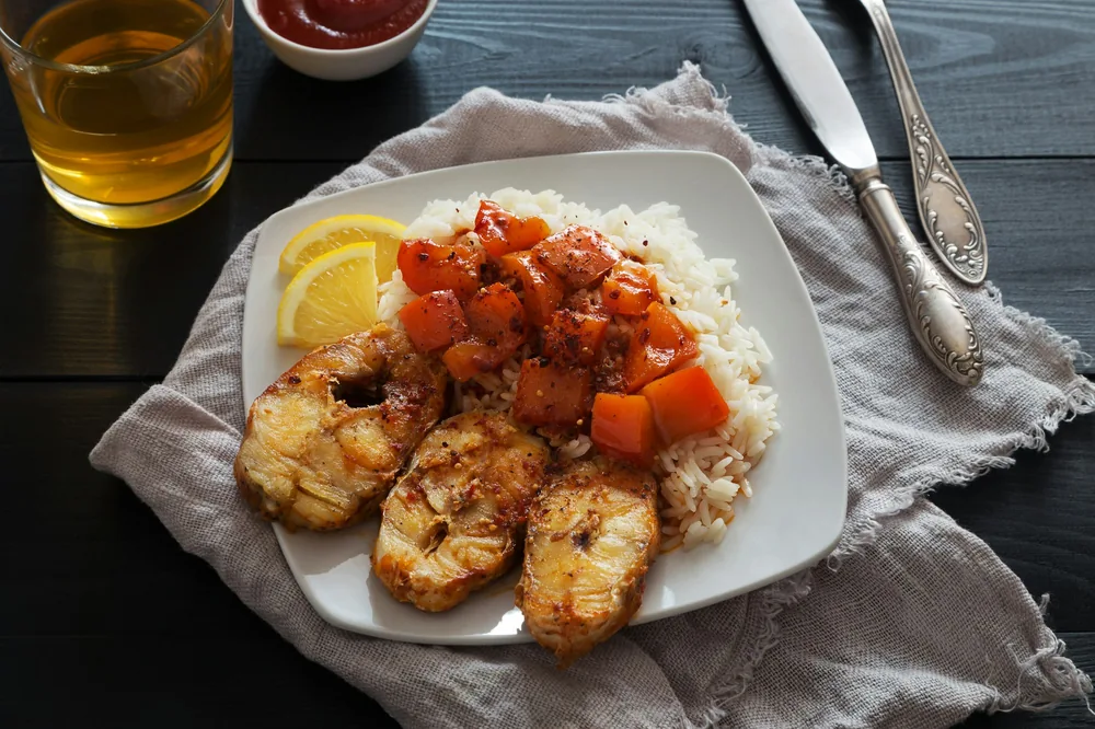 A sweet and sour shrimp dish
