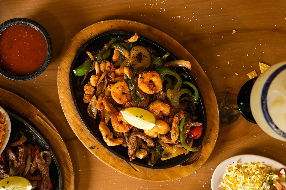 A combination dish with more than one protein
