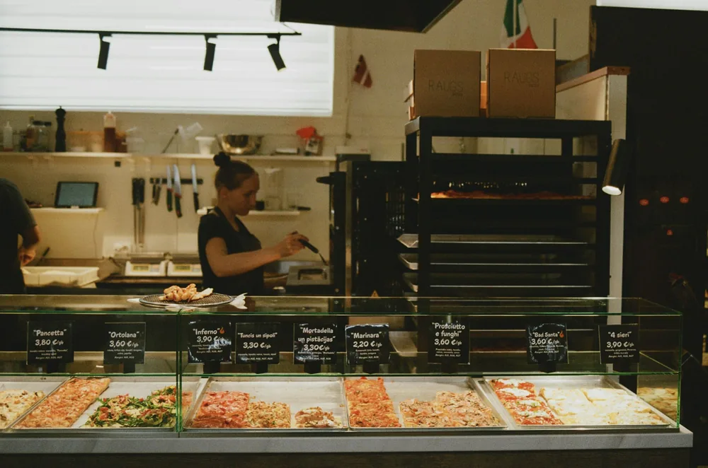 A takeout counter with the menu on display