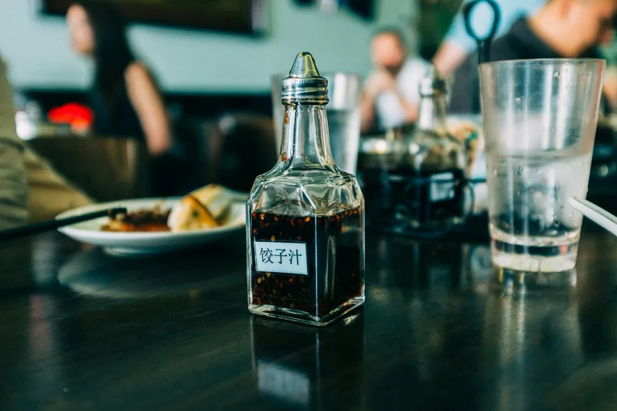 Condiments on a restaurant table