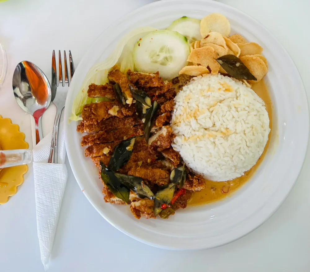Chicken in sauce served with white rice