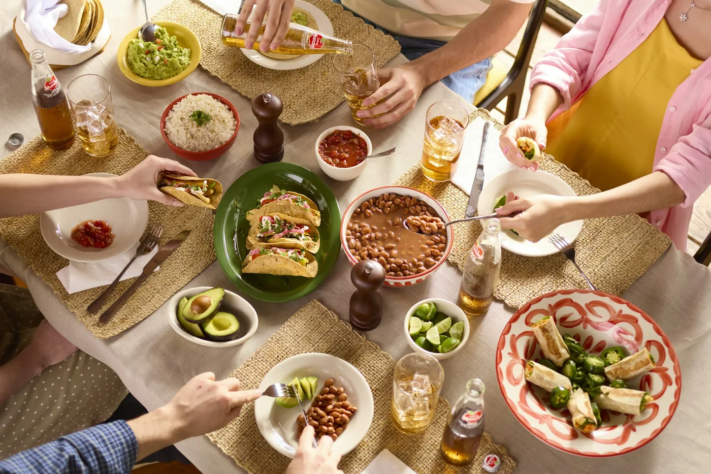 Several Chinese dishes spread across a shared table