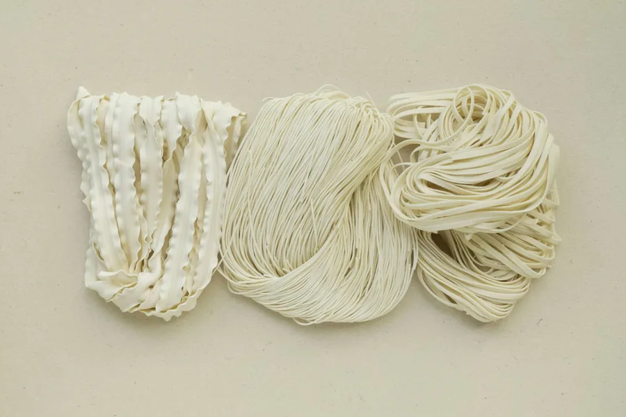 Bundles of dried rice vermicelli noodles